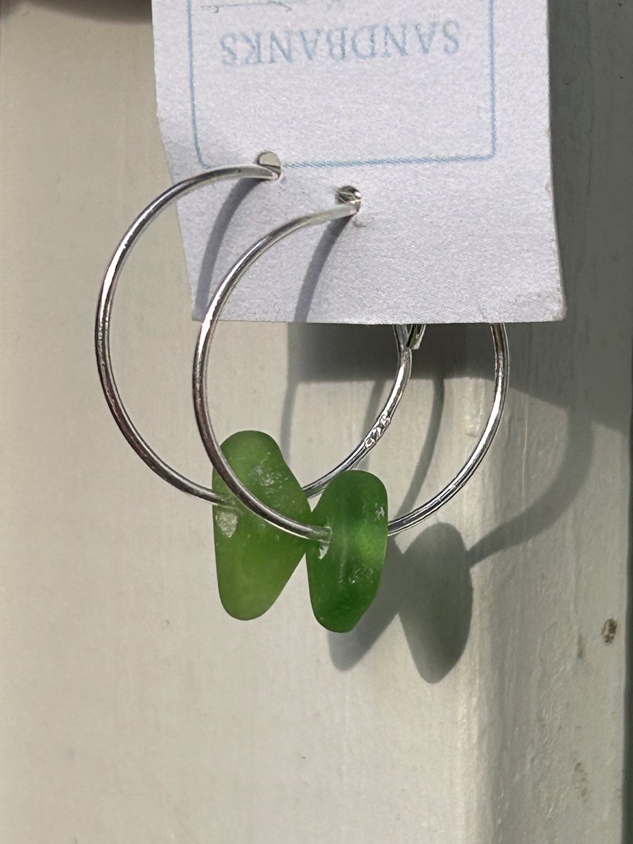 seaglass silver hoop earrings