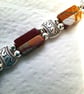 Handmade Beaded Leather Picasso Jasper Gate Bracelet  - Image 2