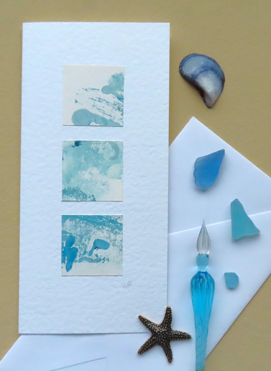 Abstract art cards inspired by the salt and spray of the seaside