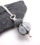 grey bubbles lampwork glass pendant necklace