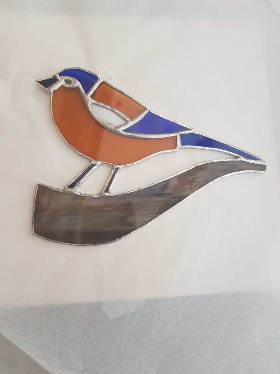 466 Stained Glass Chaffinch - handmade hanging decoration.