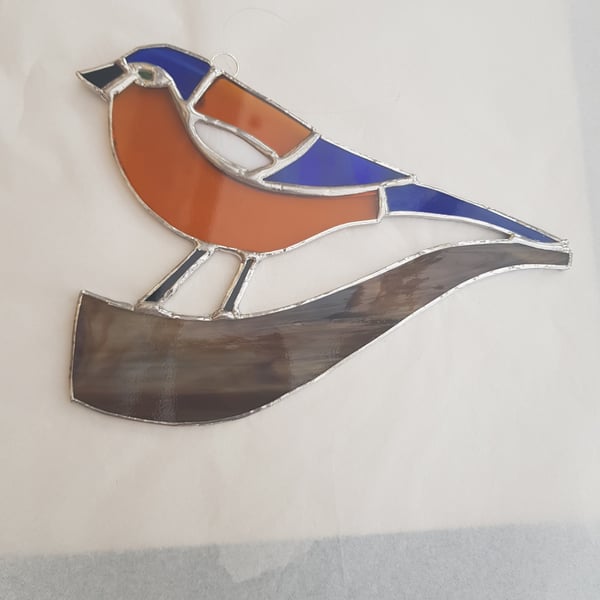 466 Stained Glass Chaffinch - handmade hanging decoration.