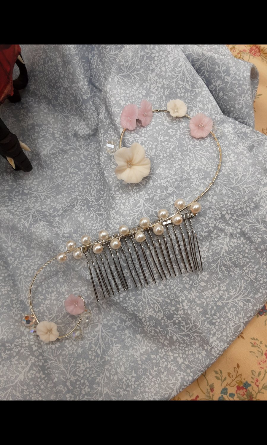 Unique crystal, pearl  bridal hair comb