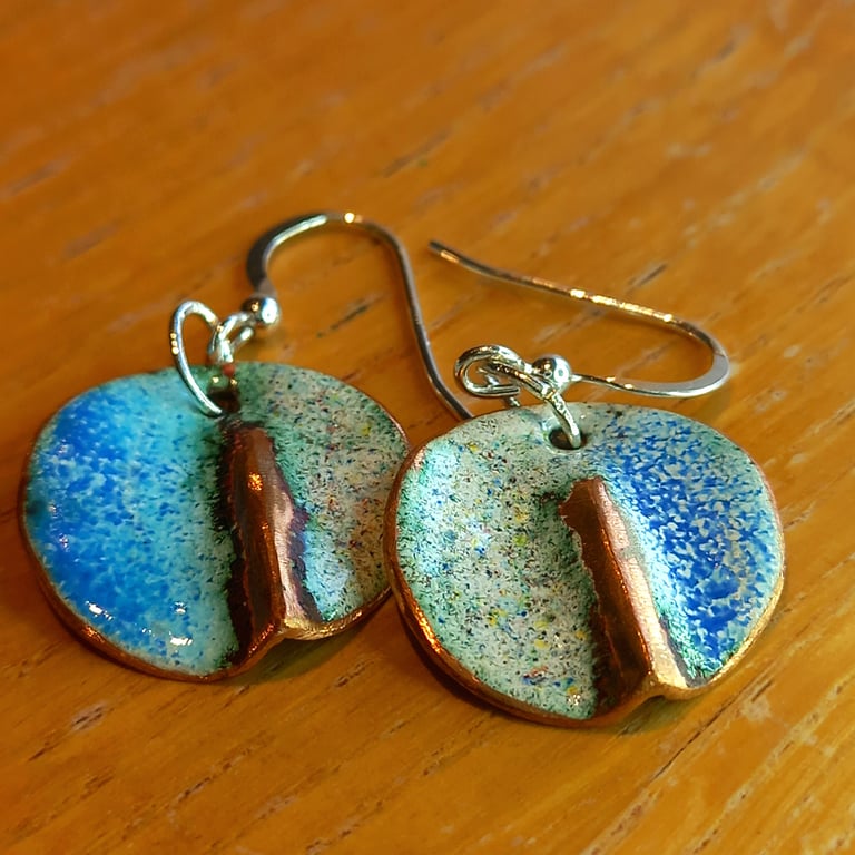 Blue & White enamelled earrings