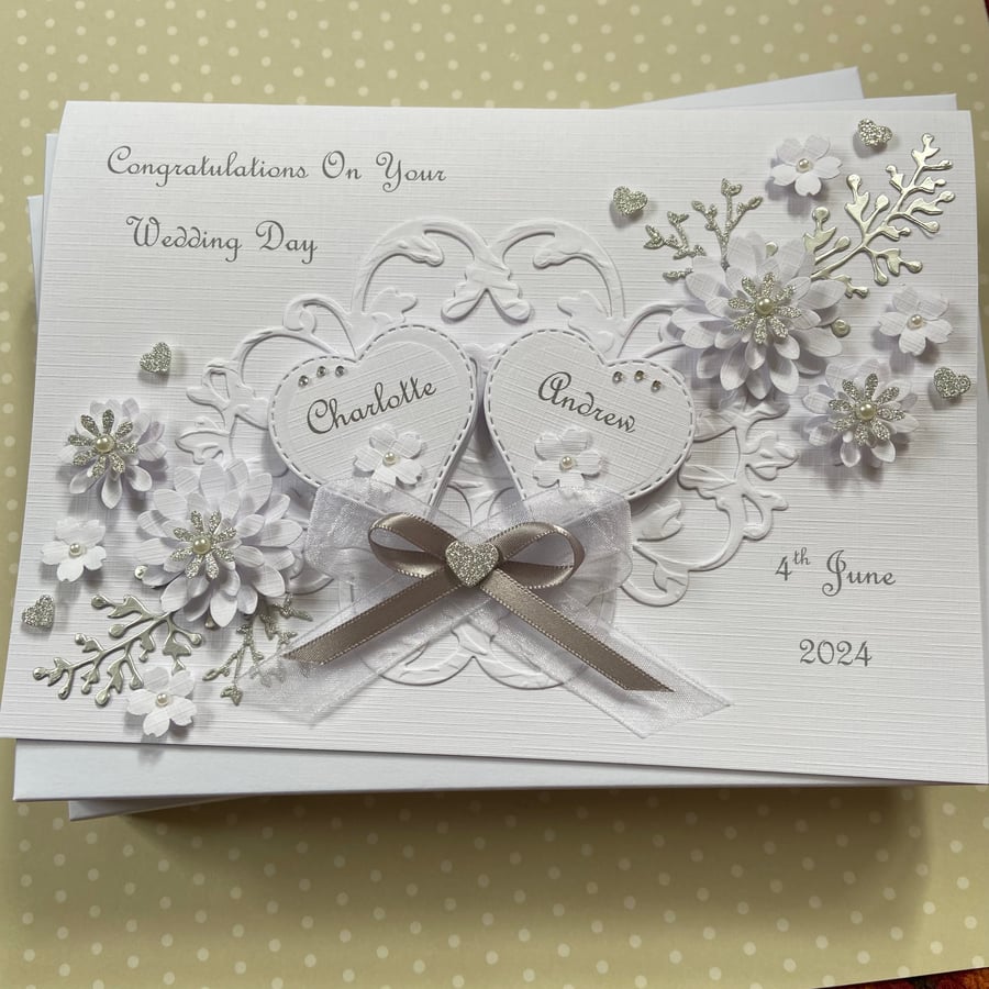 Personalised Handmade Wedding Day Card Gift Boxed Son Daughter Engagement 