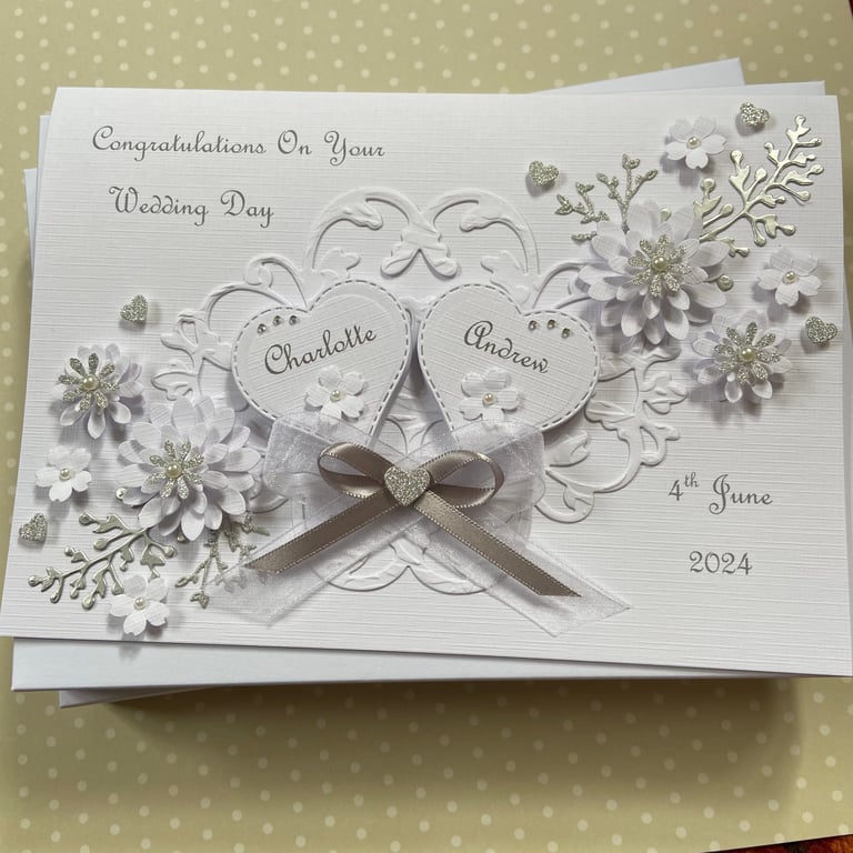 Personalised Handmade Wedding Day Card Gift Boxed Son Daughter Engagement 