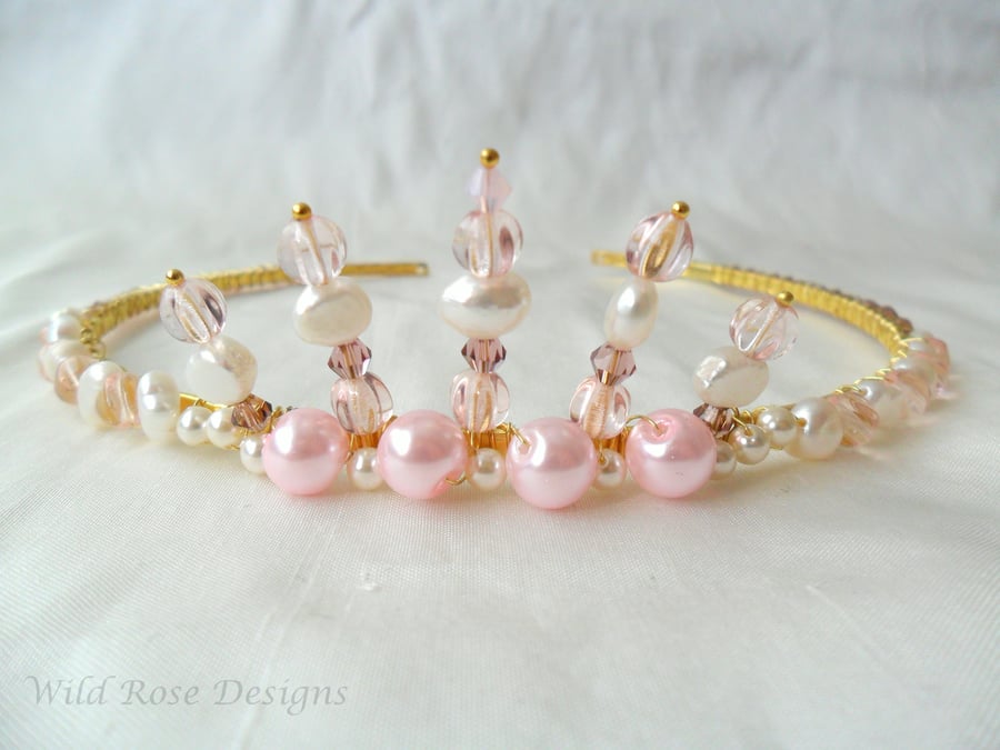  Handmade pink crown tiara