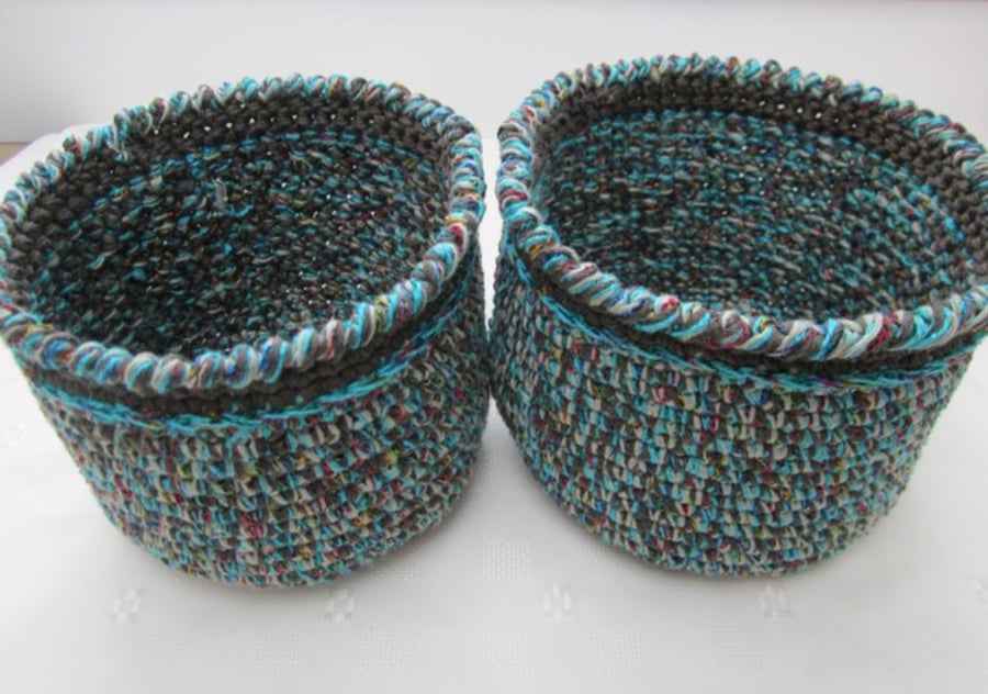 Two Nesting Crochet Baskets