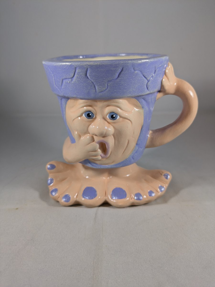 Blue Ceramic Small Garden Plant Flower Herb Pot Mug Candle Tea Light Container.