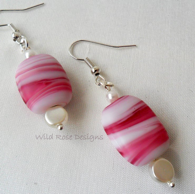 Pink drop earrings - Folksy