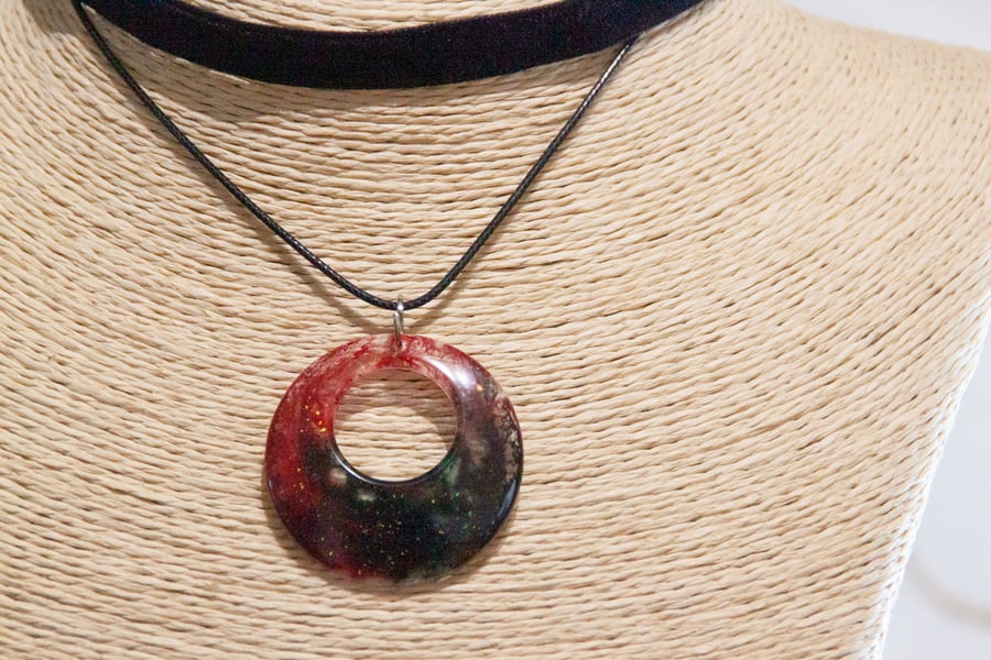 Black Velvet Choker with Galaxy Pendant 