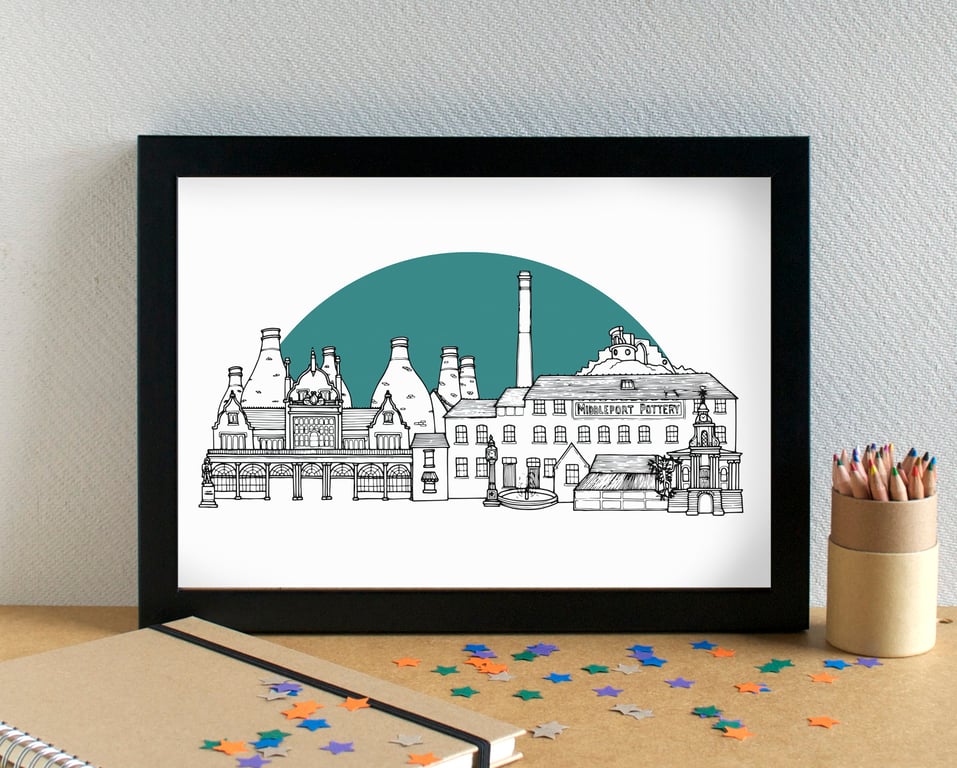 Stoke-on-Trent Landmarks Skyline Art Print