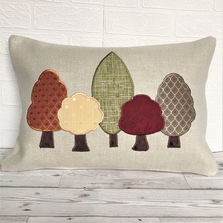 Autumn trees cushion, rectangular cushion