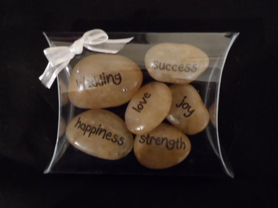 Personalised Printed Wish Pebbles, Wish Stones, set of six, any event 