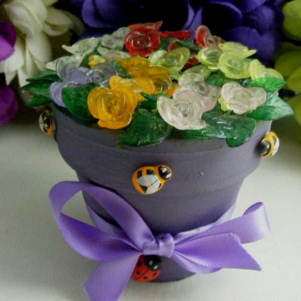 Handmade Potful of Roses Gift
