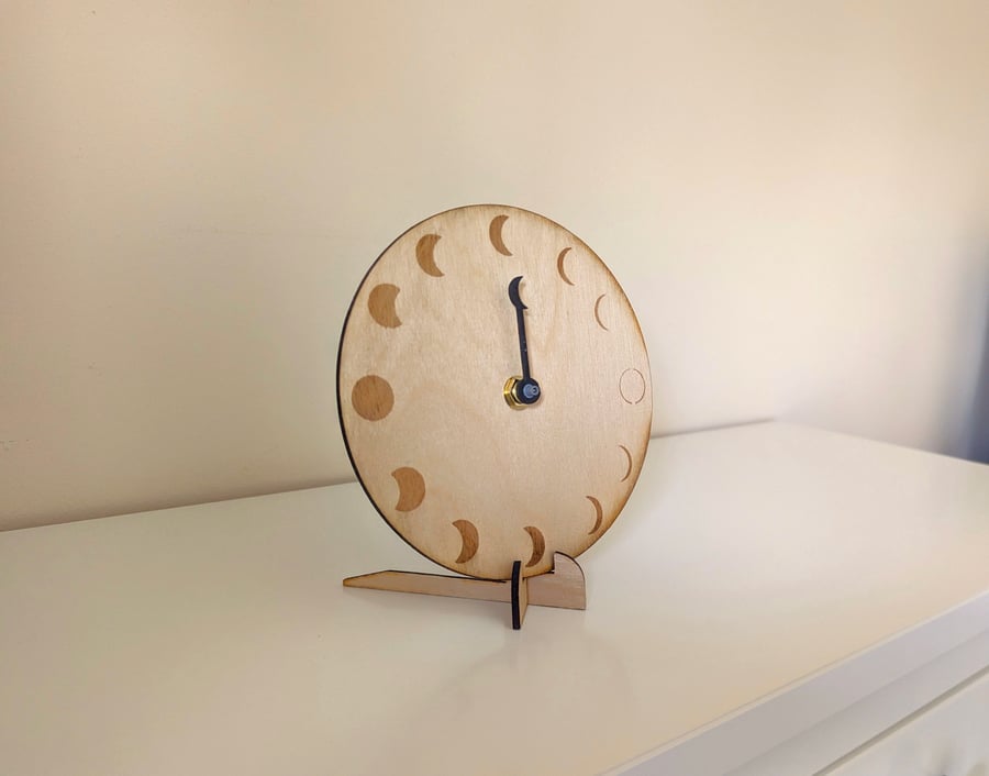 Moon Phase Clock, Laser Engraved Lunar Cycle Clock, Moon Tracker, Unique Lunar C