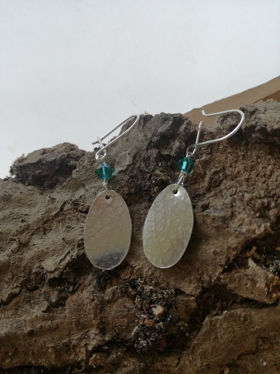Sterling silver and blue swarkovski crystal drop earrings