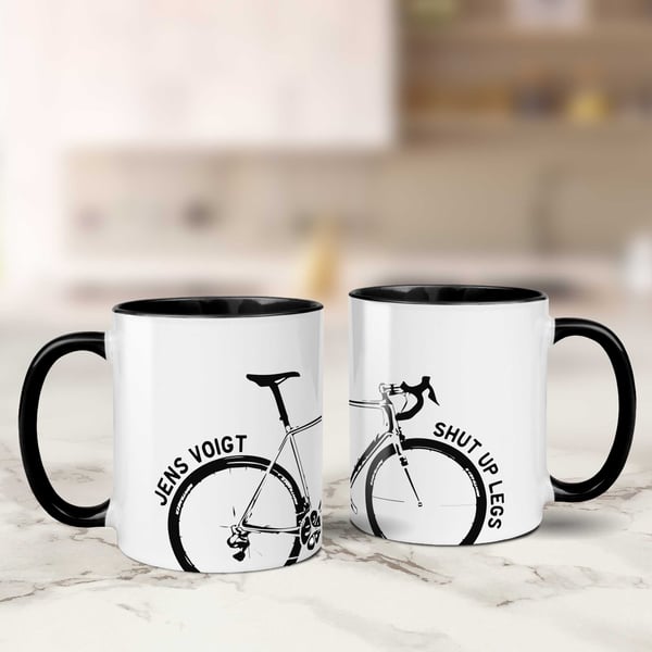 Shut Up Legs Jens Voigt Road Bike Cycling Mug - Cycling Gift - Bike Mug