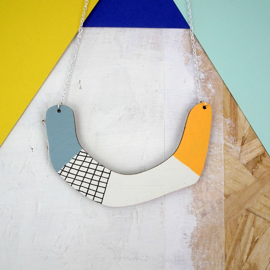 Statement Grid Petalo Eco Friendly Wooden Necklace