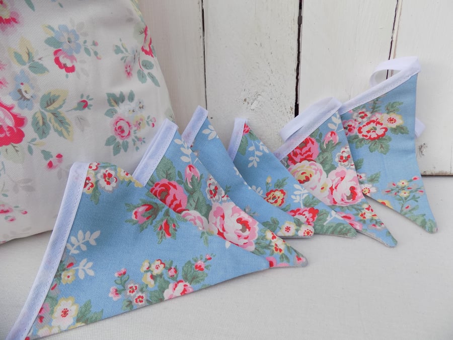 Handmade Quality Fabric Bunting Made from Cath Kidston Candy Flowers Fabric