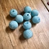 9 Vintage Pale Blue Round Glass Beads - 20mm