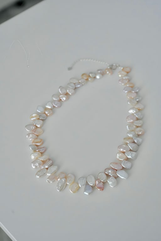 Keshi Freshwater Pearl Necklace in Sterling Silver