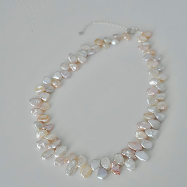 Keshi Freshwater Pearl Necklace in Sterling Silver