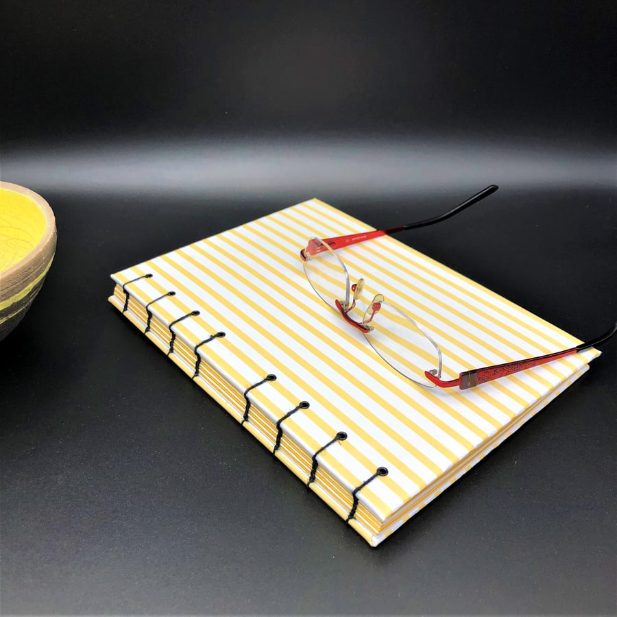 Golden stripes - A5 Notebook - Coptic Stitched