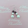 Christmas pretty pearl snowman novelty drop earrings