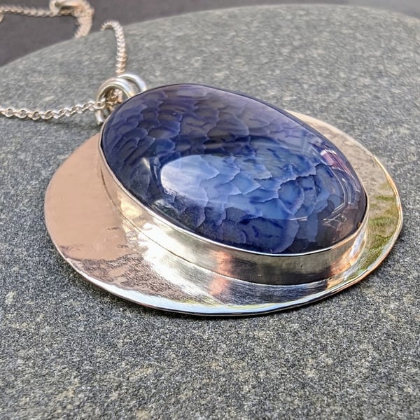 Sterling Silver and Dragons Vein Agate Pendant