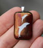 Red irid dolphin glass pendant, fused glass pendant, dolphin pendant,F35 - Image 10