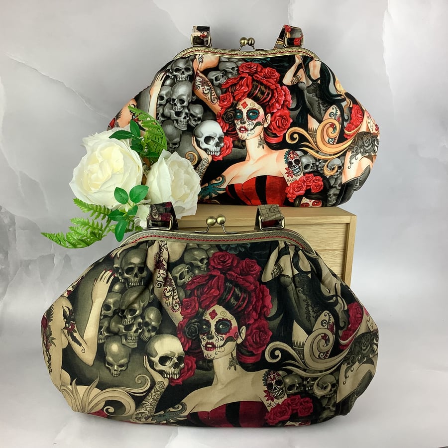 Gothic large frame shoulder bag Painted ladies. Folksy