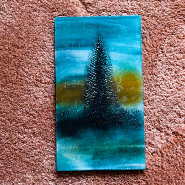 "The Lonesome Pine" -  A Fused Glass Picture - 9241