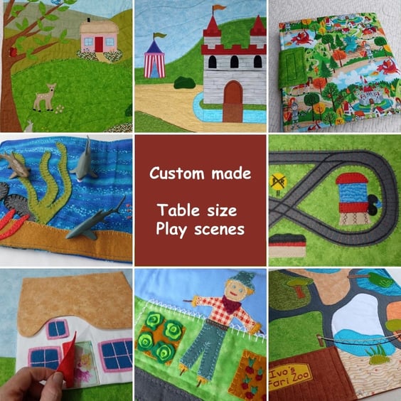 Bespoke playmat playscene toy - gift for children Table top size - Made to order