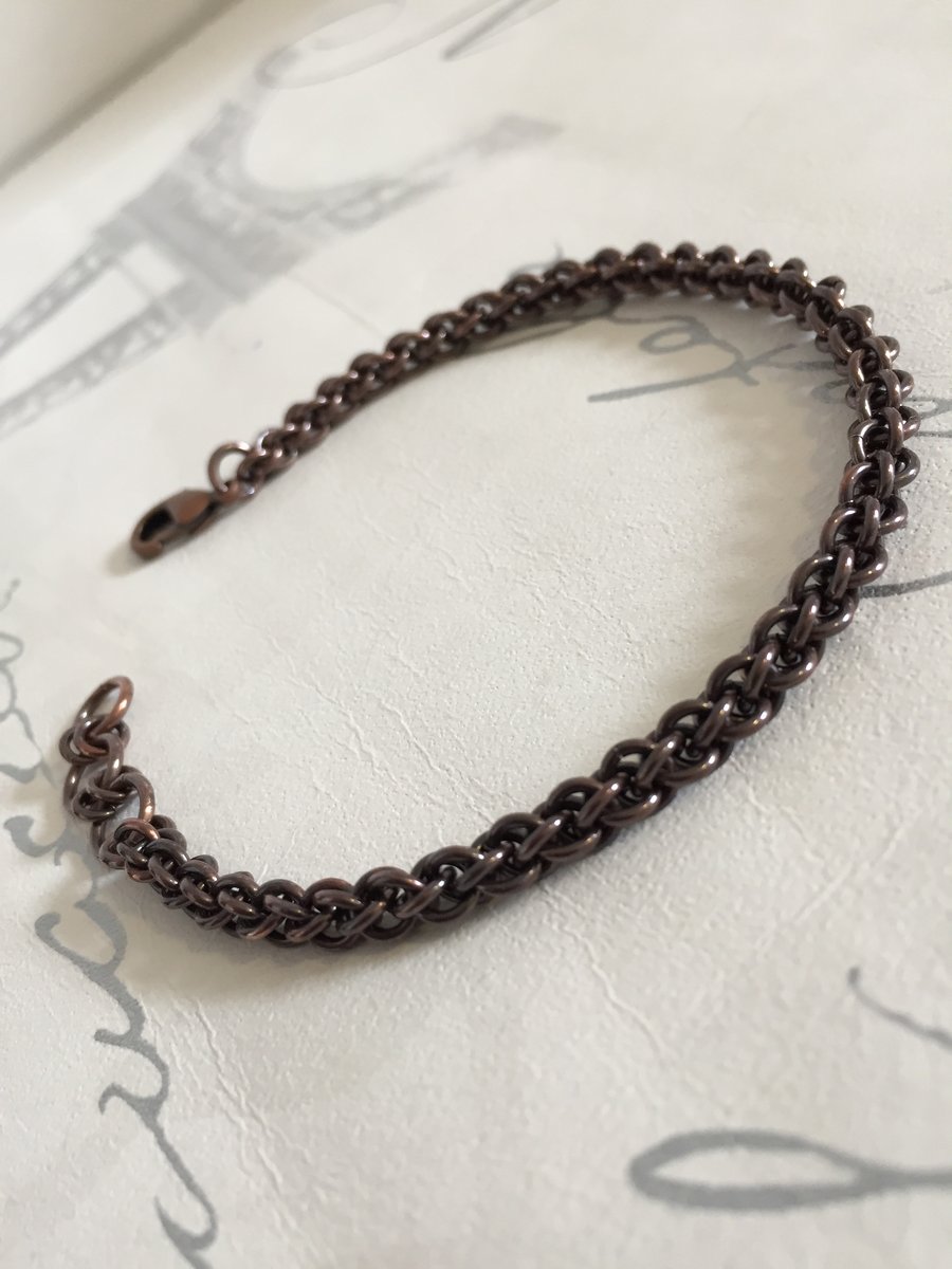 Women's Delicate Antique Copper Bracelet Skinny Stacking Bracelet Spiral Bangle
