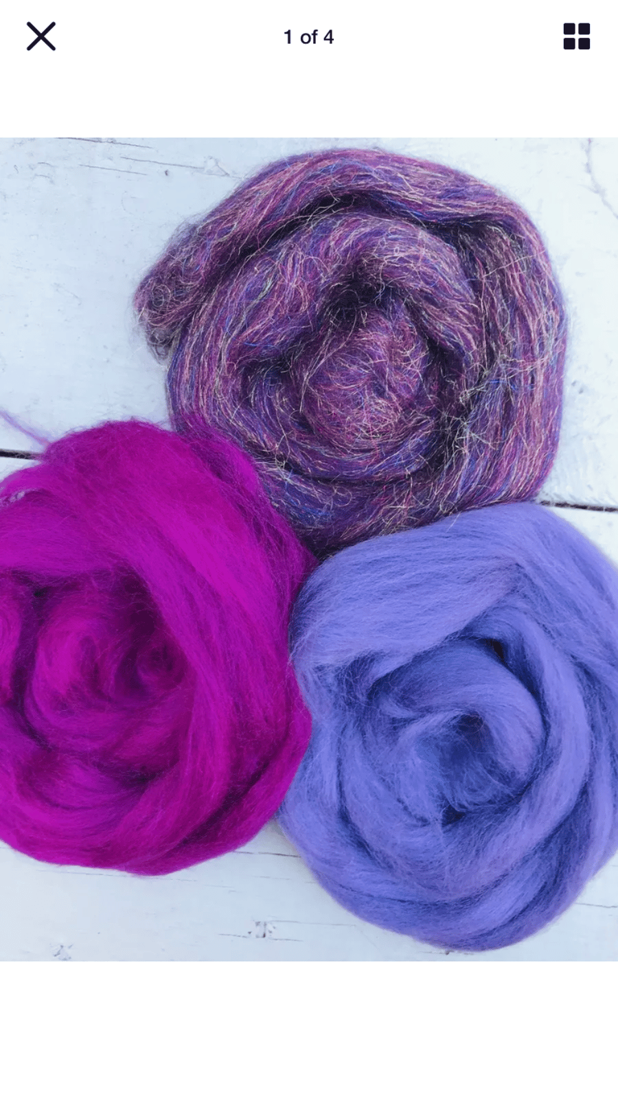 Purple felting wools, wool tops 30grams 