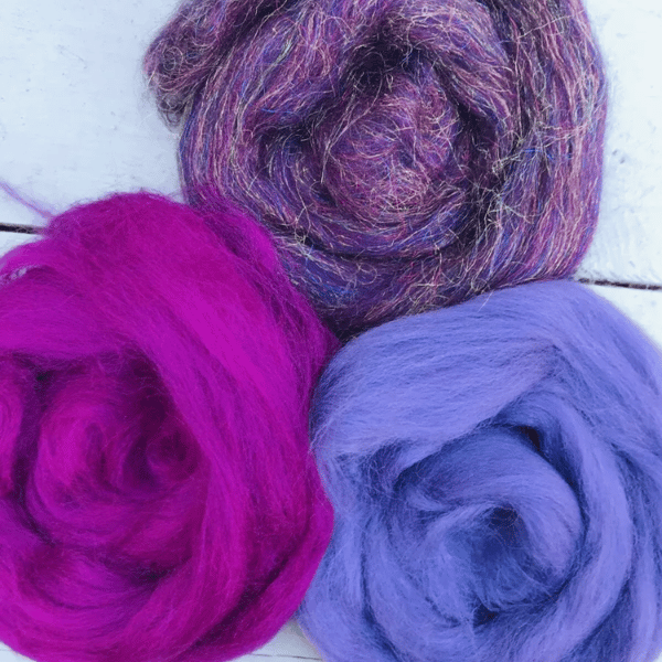 Purple felting wools, wool tops 30grams 