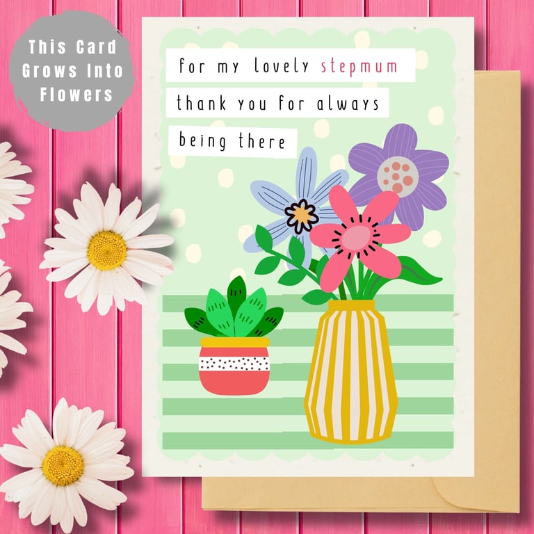 Plantable Stepmother's Day Card Card, Wildflower Seed Paper, Ecofriendly