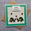 Perfectly imperfect Little Quilled Tortoises Birthday Card Size 6" x 6" 