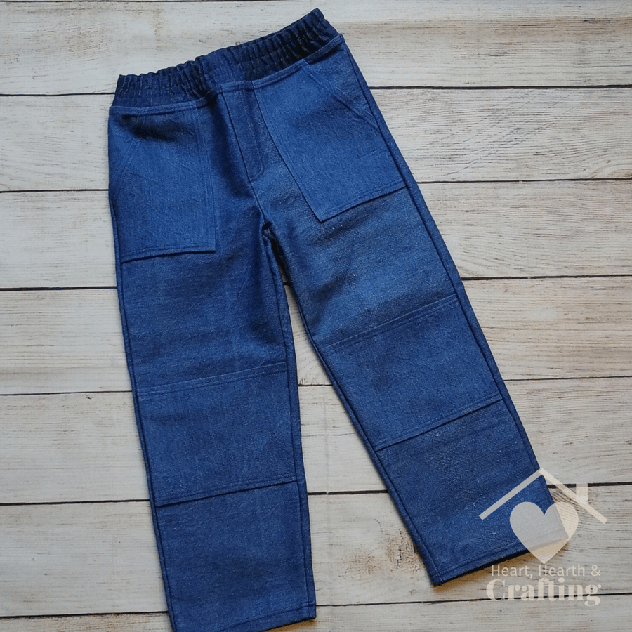 Handmade Rough and Tumble Denim Pants for Boys & Girls - Size 4 - 5 Years