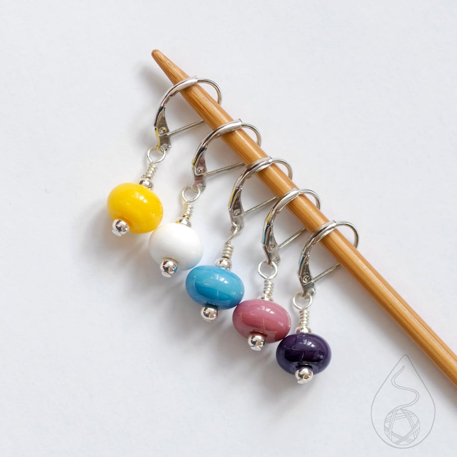 Lampwork Stitch Markers - Poly Pride