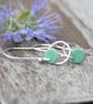 Green enamel dangle earrings, silver earrings - Image 2
