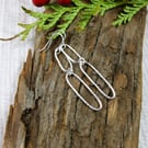 Earrings, Sterling Silver Long Oval Droppers