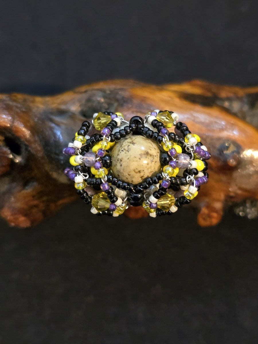 Petrified Wood Adjustable Statement Ring