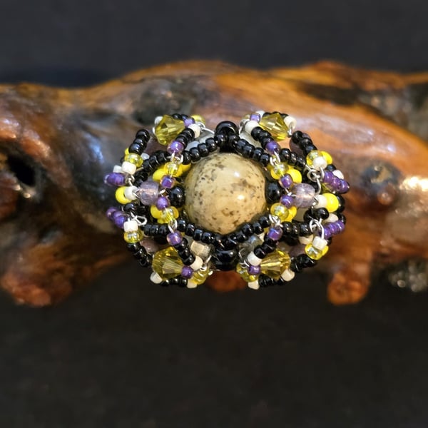 Petrified Wood Adjustable Statement Ring