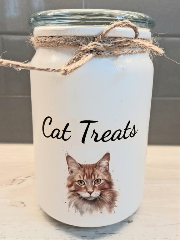 Cat Decoupaged Treat Jar