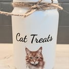 Cat Decoupaged Treat Jar