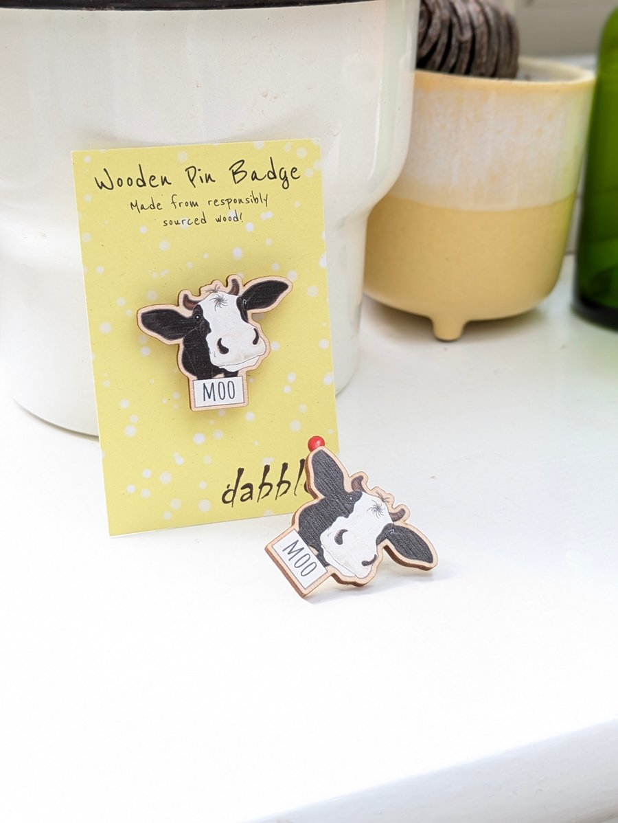 Cute Cow Pin Badge, Lapel Pin, MOO