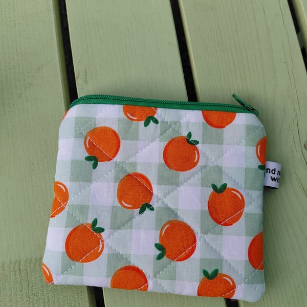 Orange fruit Quilted Coin Purse