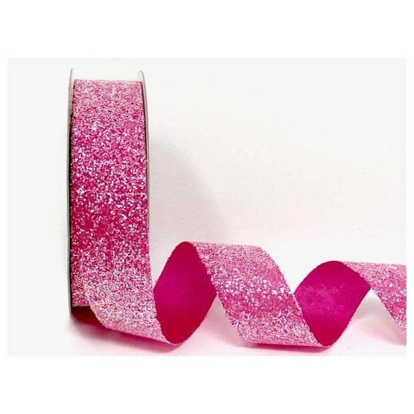 Pink satin Crystal glitter ribbon x 2 metres 